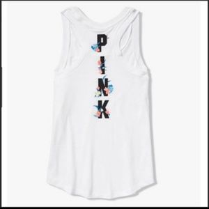 PINK Victoria's Secret Tops - VS Pink white logo tank sz L NWT PINK Victoria's Secret Tops - VS Pink white logo tank sz L NWT